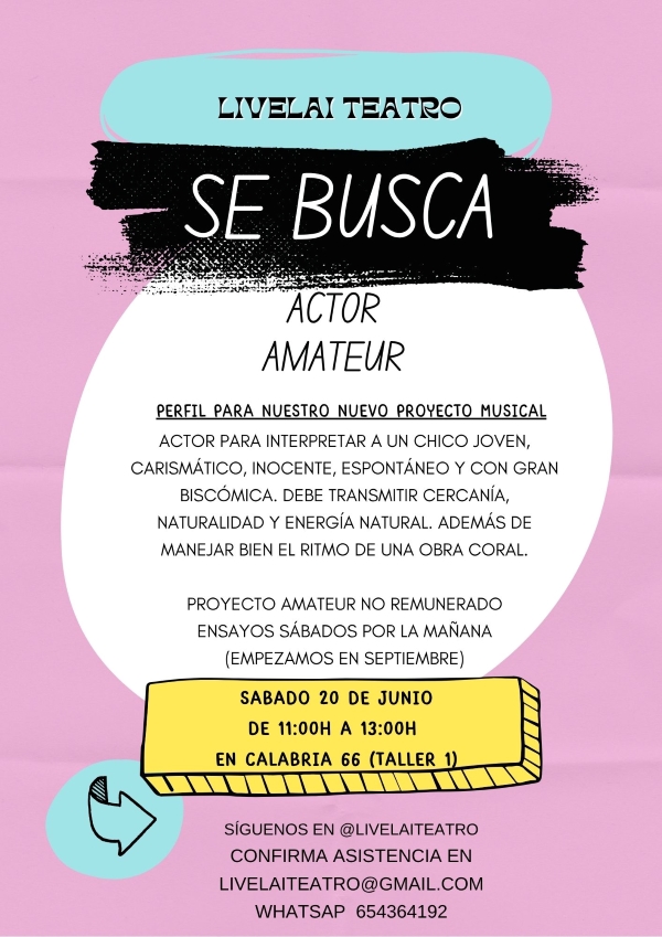 El grup LIVELAI convoca un càsting per trobar un actor